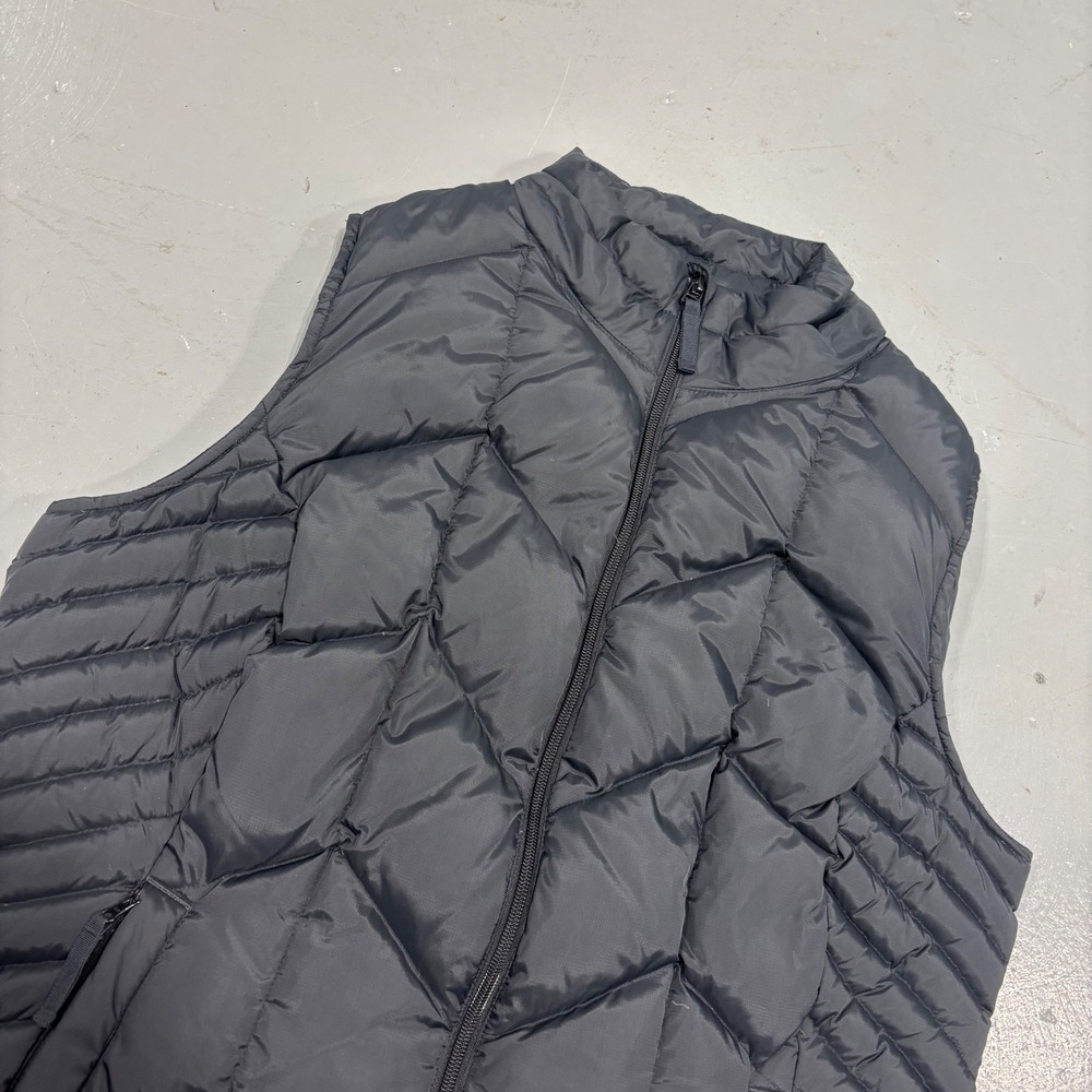 Duluth Trading Co Women Black Down Puffer Vest Quilted Chevron Full Zip XL